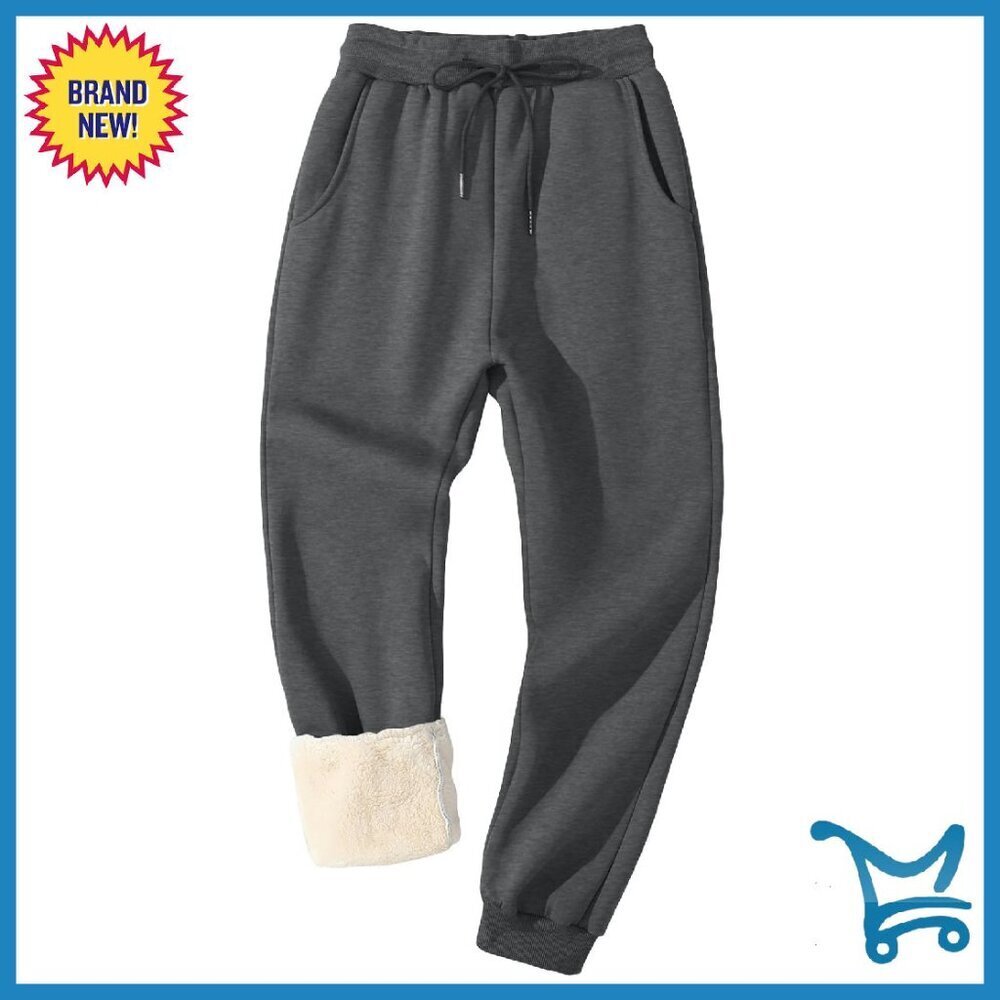 Men's Fleece Lined Sherpa Sweatpants Winter Warm Joggers with Pockets